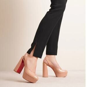 Christian Louboutin Movida Sling 130 Nude Pumps - Size 37.5